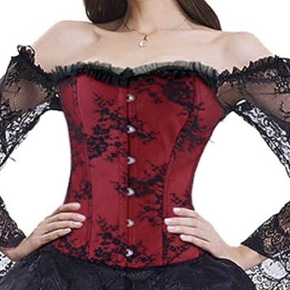 Kimring Women's Victorian Off-the-shoulder Lace Corset (5XL)